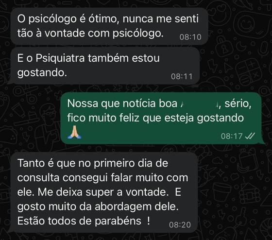 Depoimento de paciente da Clínica Evidência