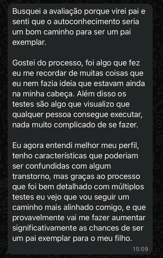 Depoimento de paciente da Clínica Evidência
