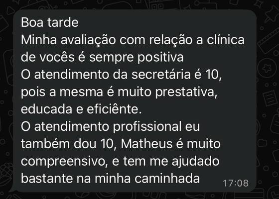 Depoimento de paciente da Clínica Evidência
