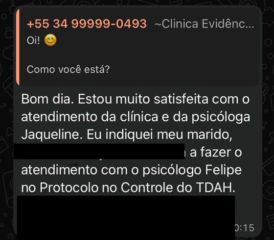 Depoimento de paciente da Clínica Evidência