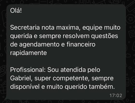 Depoimento de paciente da Clínica Evidência