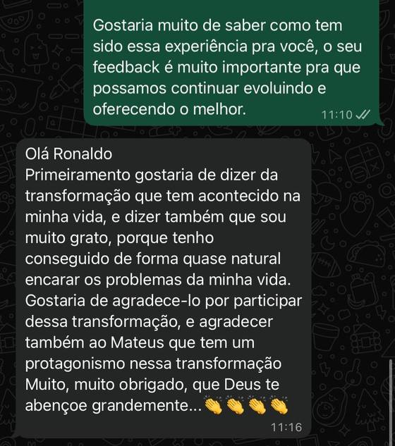 Depoimento de paciente da Clínica Evidência